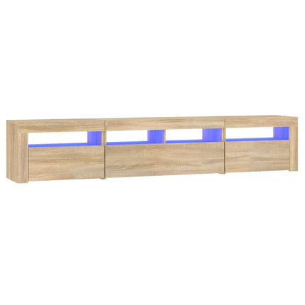 tv-skab med LED-lys 210x35x40 cm Sonoma-eg