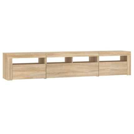 tv-skab med LED-lys 210x35x40 cm Sonoma-eg