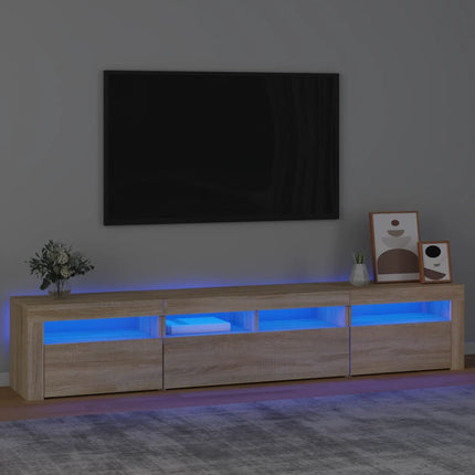 tv-skab med LED-lys 210x35x40 cm Sonoma-eg