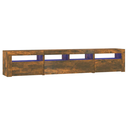 tv-skab med LED-lys 210x35x40 cm røget egetræ