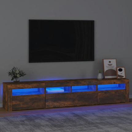 tv-skab med LED-lys 210x35x40 cm røget egetræ