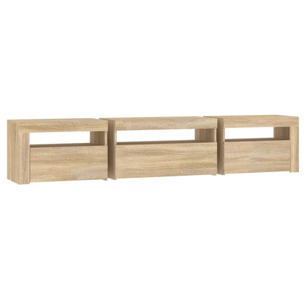 tv-bord med LED-lys 195x35x40 cm sonoma-eg