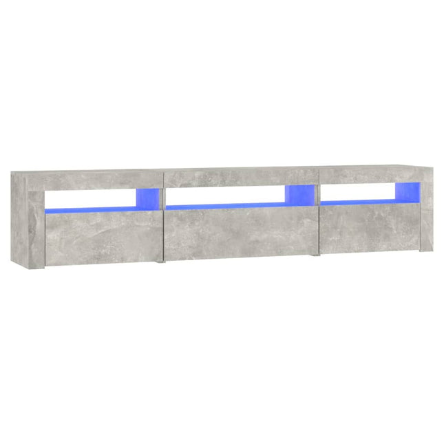 sengebord med LED-lys 195x35x40 cm betongrå