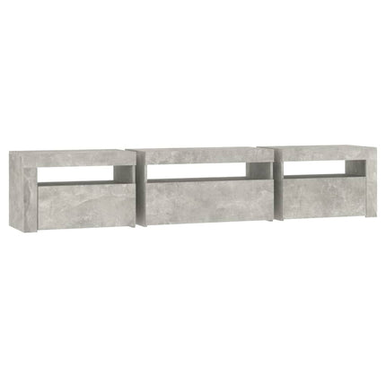 sengebord med LED-lys 195x35x40 cm betongrå