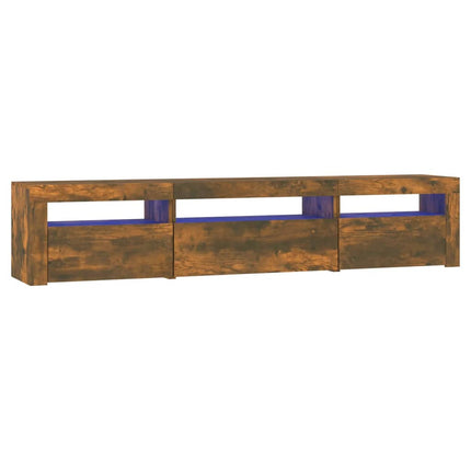 tv-bord med LED-lys 195x35x40 cm røget egetræsfarve