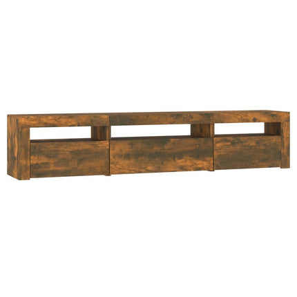 tv-bord med LED-lys 195x35x40 cm røget egetræsfarve