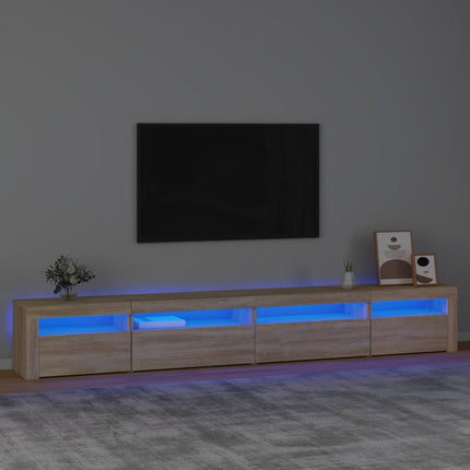 tv-skab med LED-lys 270x35x40 cm Sonoma-eg