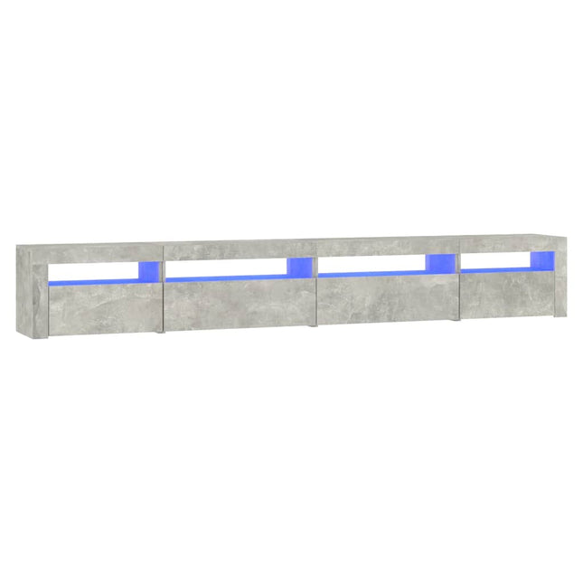 sengebord med LED-lys 270x35x40 cm betongrå