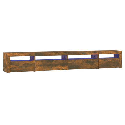 tv-skab med LED-lys 270x35x40 cm røget egetræ