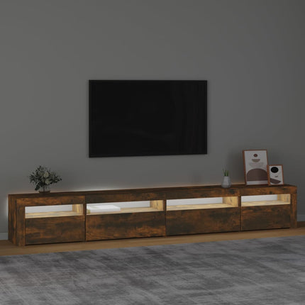 tv-skab med LED-lys 270x35x40 cm røget egetræ