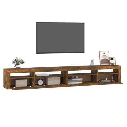 tv-skab med LED-lys 270x35x40 cm røget egetræ