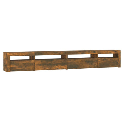 tv-skab med LED-lys 270x35x40 cm røget egetræ