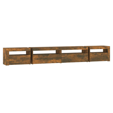 tv-skab med LED-lys 270x35x40 cm røget egetræ