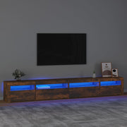 tv-skab med LED-lys 270x35x40 cm røget egetræ