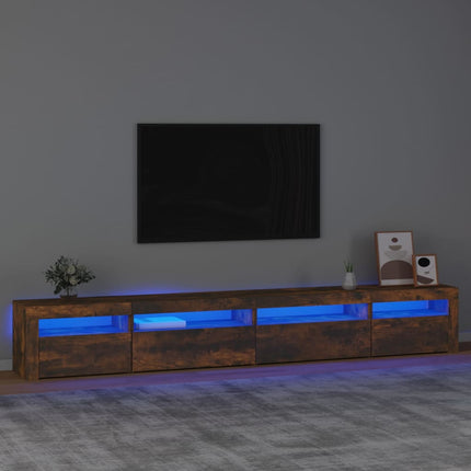 tv-skab med LED-lys 270x35x40 cm røget egetræ