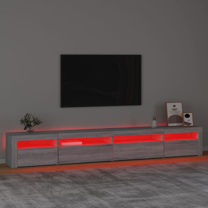 tv-skab med LED-lys 270x35x40 cm Grå sonoma-eg