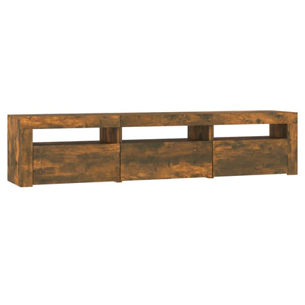 tv-bord med LED-lys 180x35x40 cm røget egetræsfarve