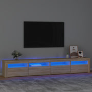 tv-skab med LED-lys 240x35x40 cm sonoma-eg