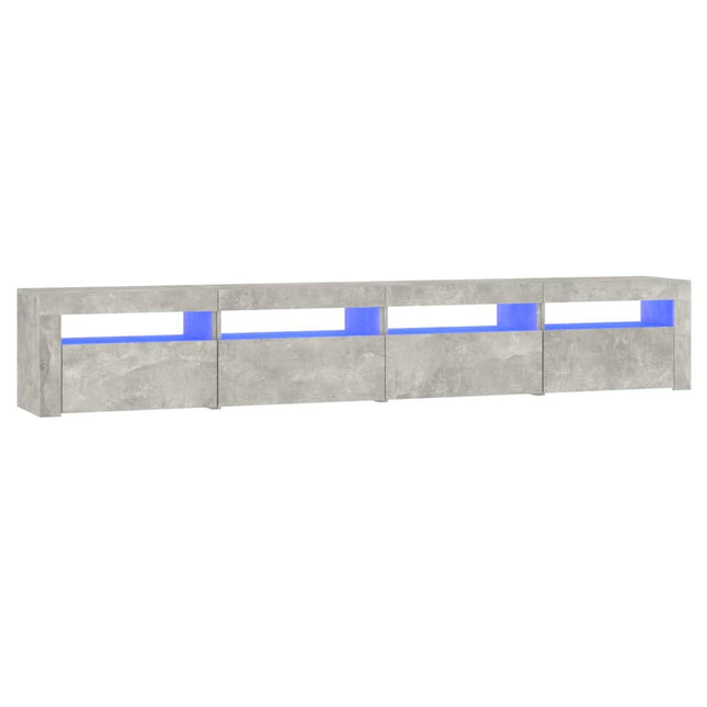 sengebord med LED-lys 240x35x40 cm betongrå