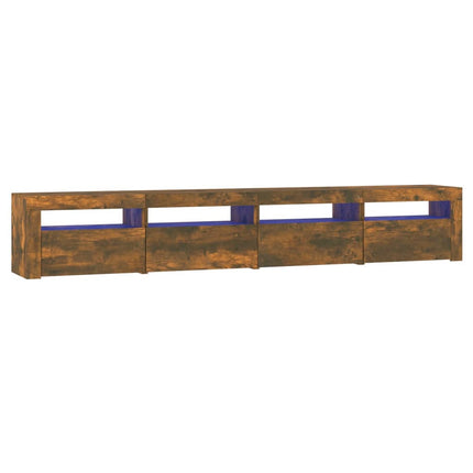 tv-skab med LED-lys 240x35x40 cm røget egetræ