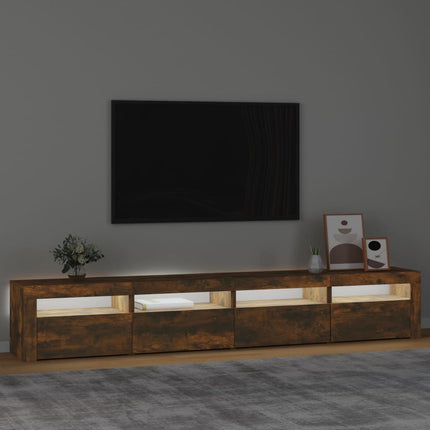 tv-skab med LED-lys 240x35x40 cm røget egetræ