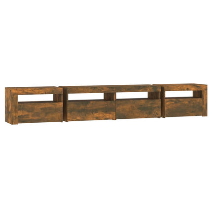 tv-skab med LED-lys 240x35x40 cm røget egetræ