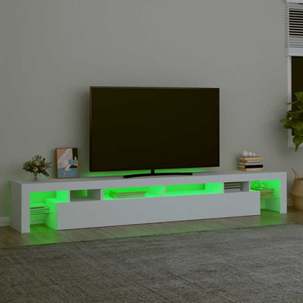 tv-skab med LED-lys 260x36,5x40 cm hvid
