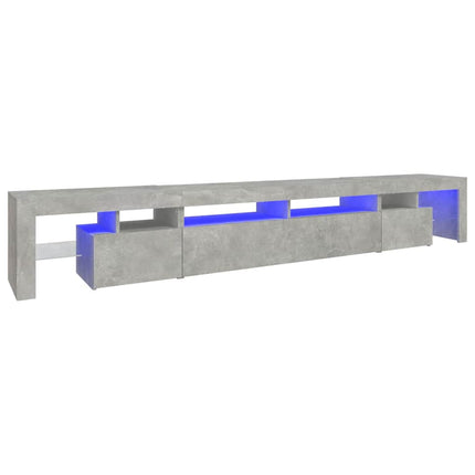 tv-bord med LED-lys 260x36,5x40 cm betongrå