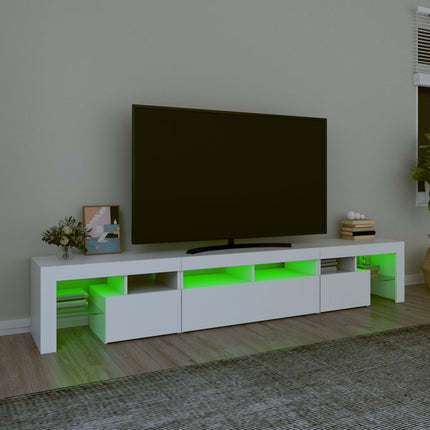 tv-skab med LED-lys 230x36,5x40 cm hvid