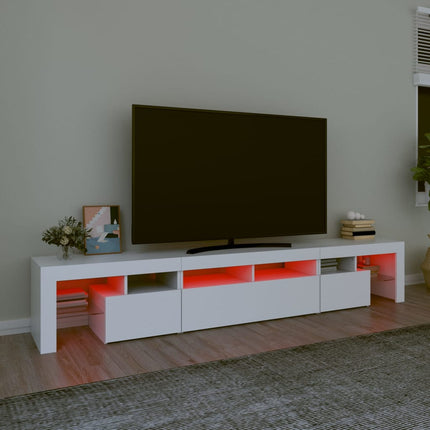 tv-skab med LED-lys 230x36,5x40 cm hvid