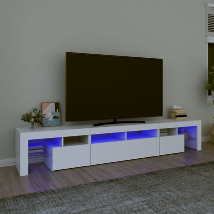 tv-skab med LED-lys 230x36,5x40 cm hvid