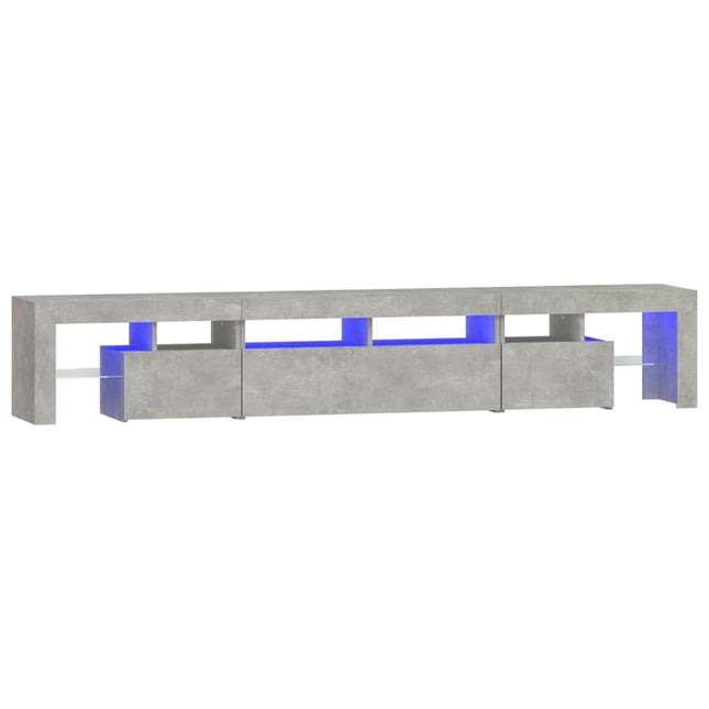 sengebord med LED-lys 230x36,5x40 cm betongrå
