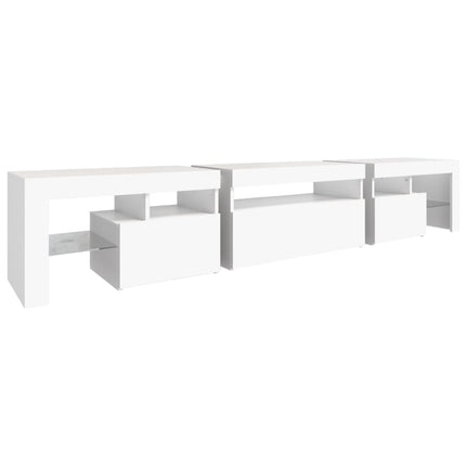 tv-skab med LED-lys 215x36,5x40 cm hvid
