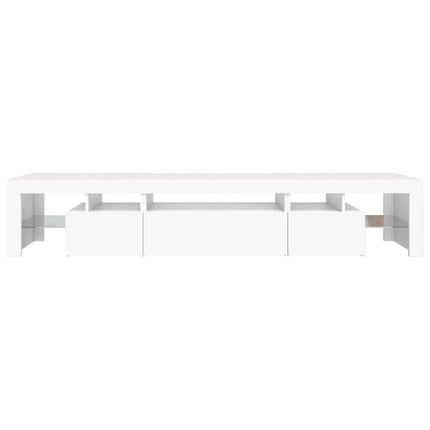 tv-skab med LED-lys 215x36,5x40 cm hvid