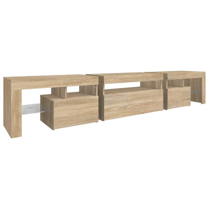 tv-skab med LED-lys 215x36,5x40 cm sonoma-eg