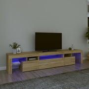 tv-skab med LED-lys 215x36,5x40 cm sonoma-eg