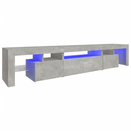 sengebord med LED-lys 215x36,5x40 cm betongrå