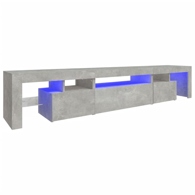 sengebord med LED-lys 215x36,5x40 cm betongrå