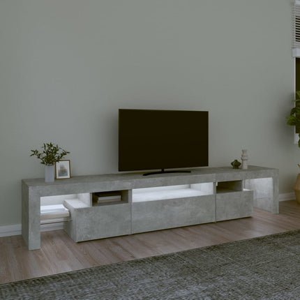 sengebord med LED-lys 215x36,5x40 cm betongrå