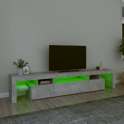 sengebord med LED-lys 215x36,5x40 cm betongrå