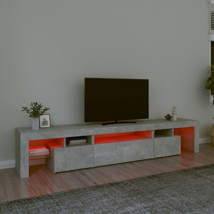 sengebord med LED-lys 215x36,5x40 cm betongrå
