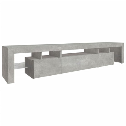 sengebord med LED-lys 215x36,5x40 cm betongrå