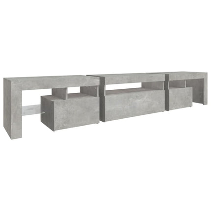 sengebord med LED-lys 215x36,5x40 cm betongrå