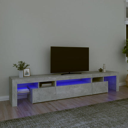 sengebord med LED-lys 215x36,5x40 cm betongrå