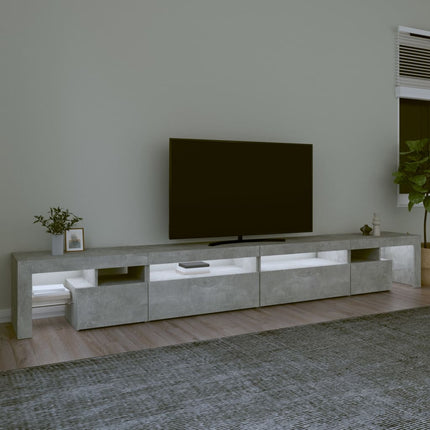 tv-bord med LED-lys 290x36,5x40 cm betongrå