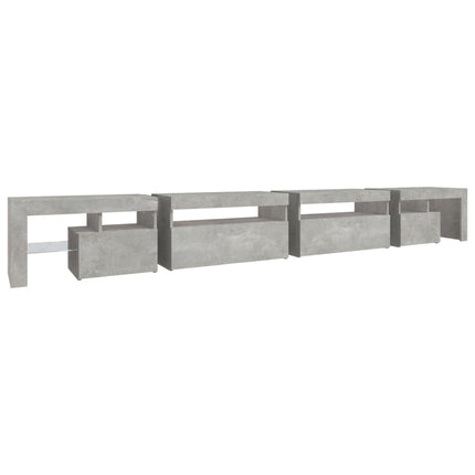 tv-bord med LED-lys 290x36,5x40 cm betongrå