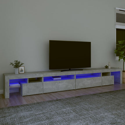 tv-bord med LED-lys 290x36,5x40 cm betongrå
