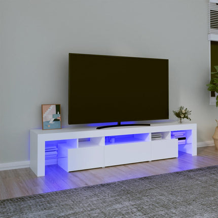 tv-skab med LED-lys 200x36,5x40 cm hvid