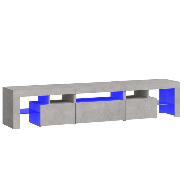 sengebord med LED-lys betongrå 200x36,5x40 cm