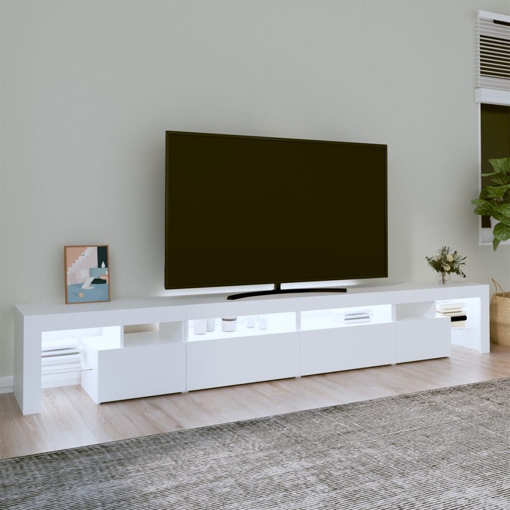tv-skab med LED-lys 260x36,5x40 cm hvid